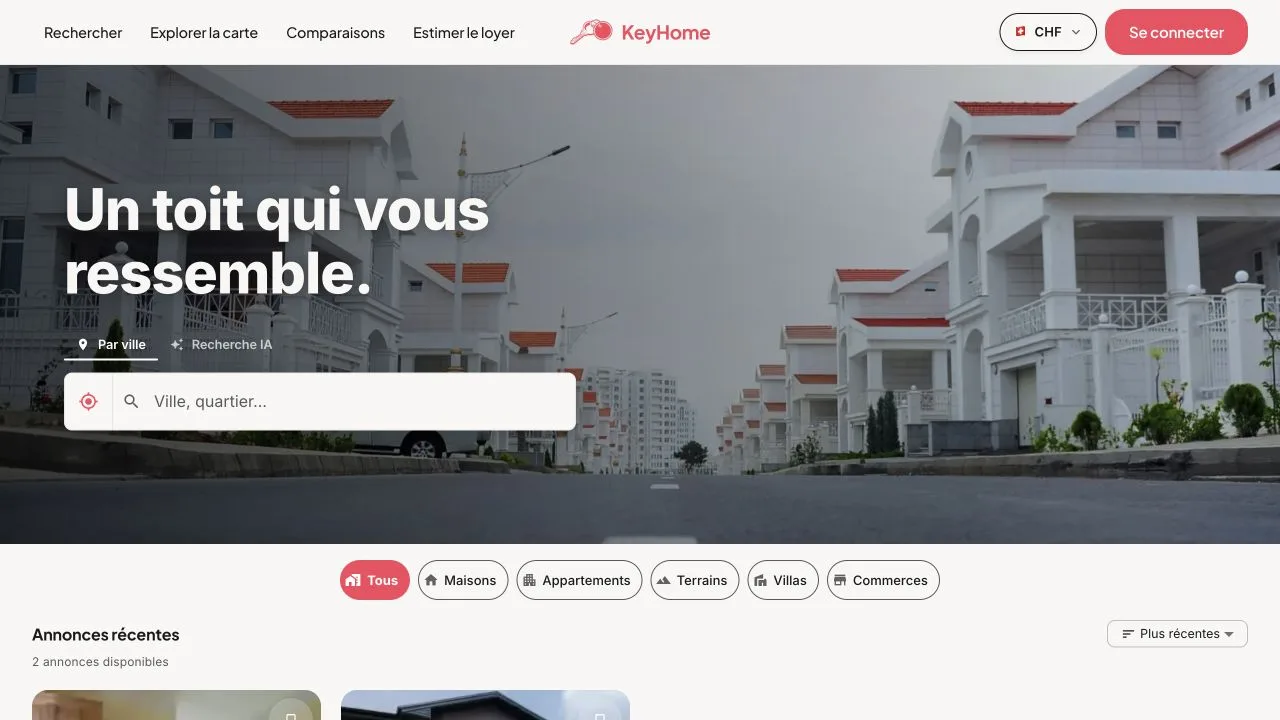 KeyHome — property browsing — website screenshot
