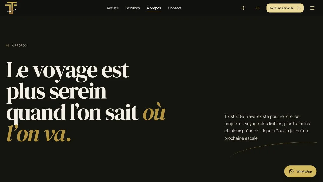 Trust Elite Travels — company presentation — website screenshot