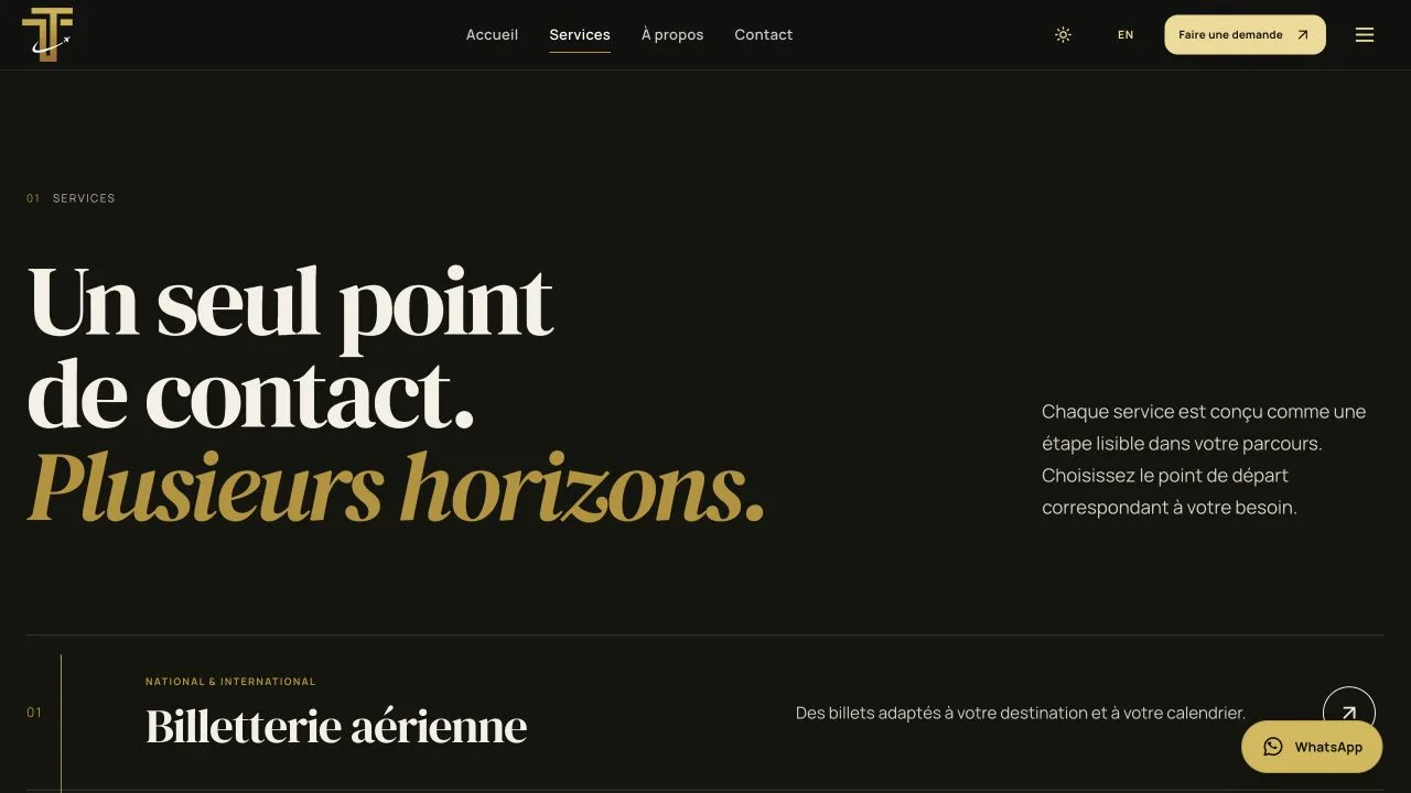 Trust Elite Travels — services — website screenshot