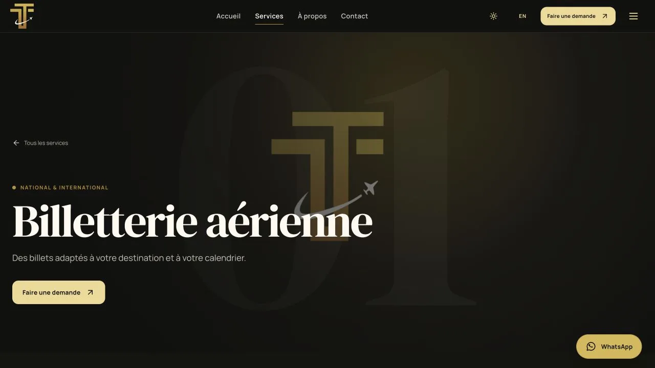 Trust Elite Travels — flight ticket service — website screenshot