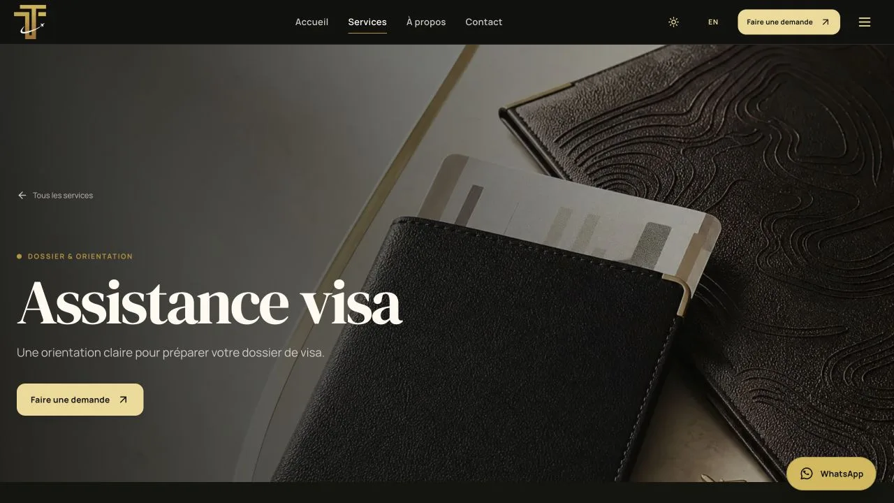 Trust Elite Travels — visa assistance — website screenshot